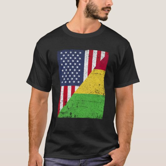 Half USA Flag Half Mali Flag American Malian Tシャツ (正面)