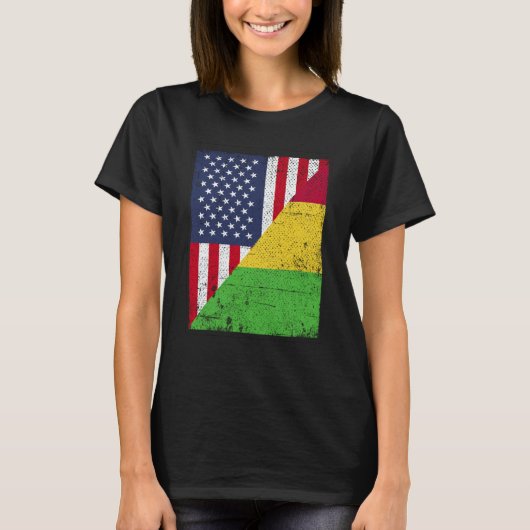 Half USA Flag Half Mali Flag American Malian Tシャツ (正面)