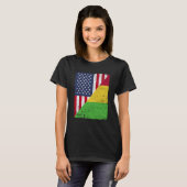 Half USA Flag Half Mali Flag American Malian Tシャツ (正面フル)
