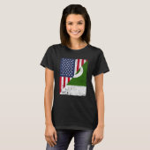 Half USA Flag Half Pakistan Flag American Pakistan Tシャツ (正面フル)
