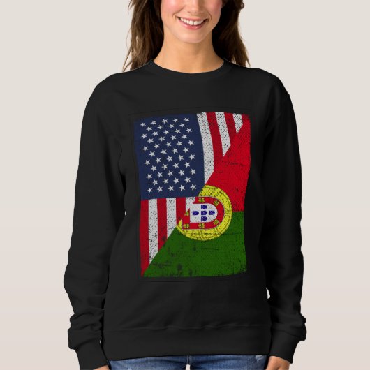Half USA Flag Half Portugal Flag American Portugue スウェットシャツ (正面)