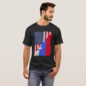 Half USA Flag Half Slovenia Flag American Slovenia Tシャツ (正面フル)