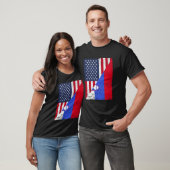 Half USA Flag Half Slovenia Flag American Slovenia Tシャツ (ユニセックス)
