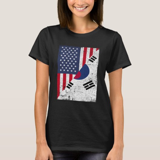 Half USA Flag Half South Korea Flag American South Tシャツ (正面)