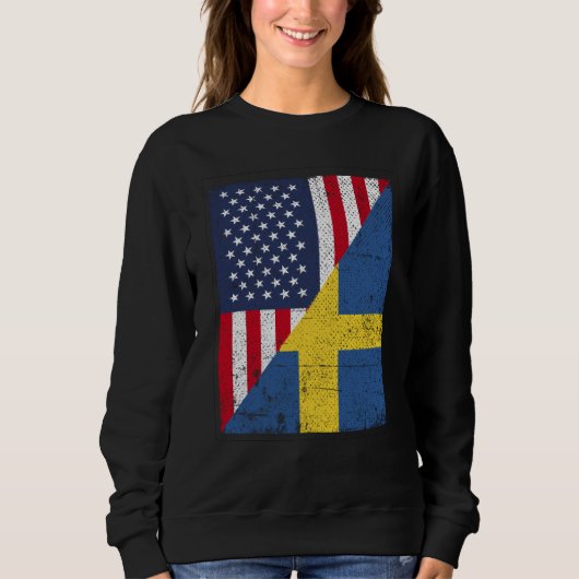Half USA Flag Half Sweden Flag American Swedish スウェットシャツ (正面)
