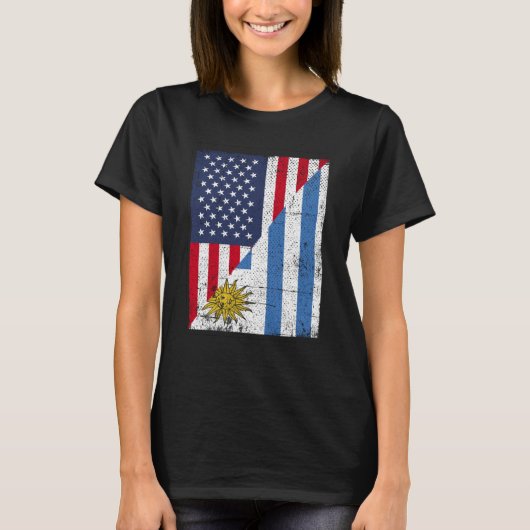 Half USA Flag Half Uruguay Flag American Uruguayan Tシャツ (正面)