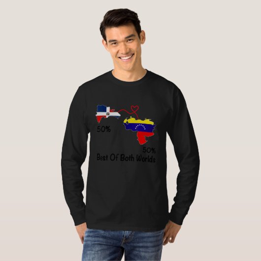 Half venezuela Half Dominican Flag Map Love venezu Tシャツ (正面フル)