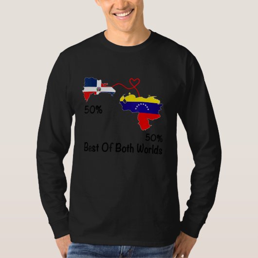 Half venezuela Half Dominican Flag Map Love venezu Tシャツ (正面)