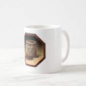 Halfhyde Coffee Coのラベル付き大判バール布袋 コーヒーマグカップ (正面右)