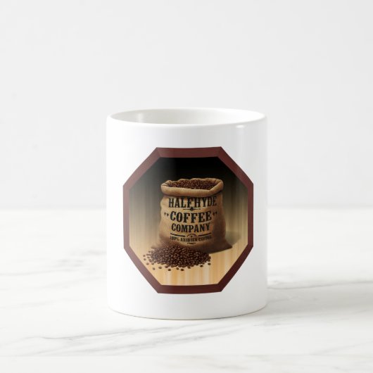 Halfhyde Coffee Coのラベル付き大判バール布袋 コーヒーマグカップ (中央)