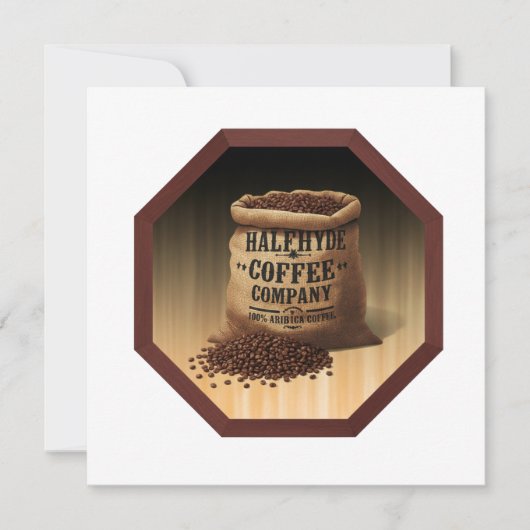 Halfhyde Coffee Co 用ラベル付き大判バラクラバグ 招待状 (正面)