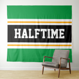 HALFTIMEおもしろいアスレティックブライトグリーンブラックストライプ タペストリー