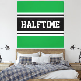 HALFTIMEケリーグリーン白黒レースストライプズ キャンバスプリント
