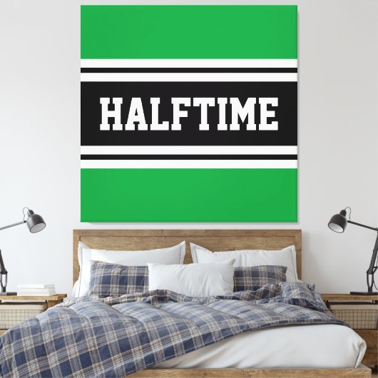 HALFTIMEケリーグリーン白黒レースストライプズ キャンバスプリント (インサイチュ (寝室))
