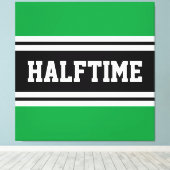 HALFTIMEケリーグリーン白黒レースストライプズ キャンバスプリント (インサイチュ (ウッドフロア))
