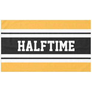 HALFTIMEスポーティブライトイエロー白黒ストライプ テーブルクロス