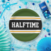 HALFTIMEフォレストグリーン白黒黄ストライプ色 ペーパープレート (パーティー)