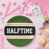 HALFTIMEフォレストグリーン白黒黄ストライプ色 ペーパープレート (パーティー)