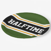 HALFTIMEフォレストグリーン白黒黄ストライプ色 ペーパープレート (アングル)