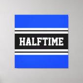 HALFTIMEブライトブルー白黒レースストライプズ キャンバスプリント (正面)