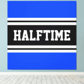 HALFTIMEブライトブルー白黒レースストライプズ キャンバスプリント (インサイチュ (ウッドフロア))