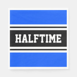 HALFTIMEブライトブルー白黒レースストライプズ スタンダードランチョンナプキン