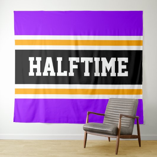 HALFTIME明はっきりしたるい紫色の黒い黄ストライプ色 タペストリー (インサイチュ(横))