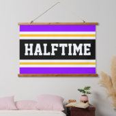 HALFTIME明るい紫色の黒い黄色のパーティー 吊り下げ型タペストリー (寝室)
