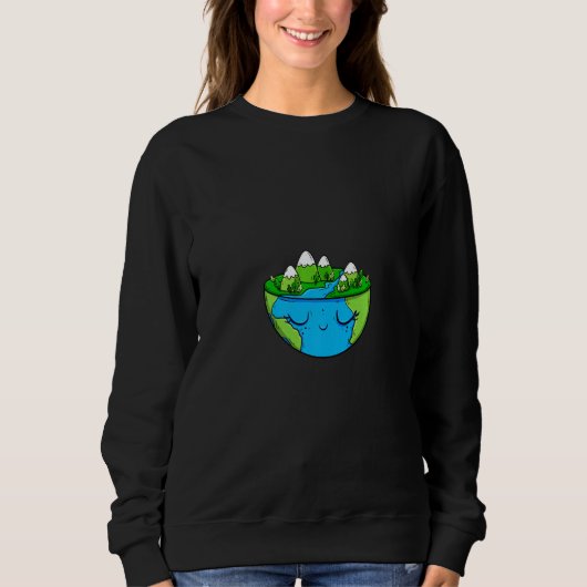 Halftone Nature  Environment Earth Day Gnome Women スウェットシャツ (正面)