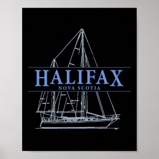 Halifax Nova Scotia Vintage Sailboat Design  ポスター (正面)