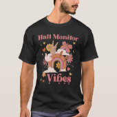 Hall Monitor Vibes School Groovy Retro Boho Rainbo Tシャツ (正面)