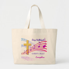 HALLELUJAH CHRIST IS RISEN Custom Christian Easter ラージトートバッグ