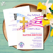 HALLELUJAH CHRIST IS RISEN QR Logo Church Easter  招待状