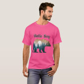 Hallo Bay Bear Silhouette with Forest Landscape in Tシャツ (正面フル)