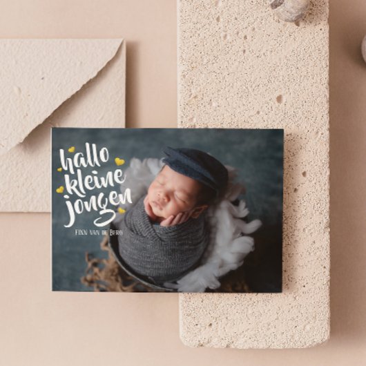 Hallo kleine jongen Gouden Hart Fotocollage Baby  案内状