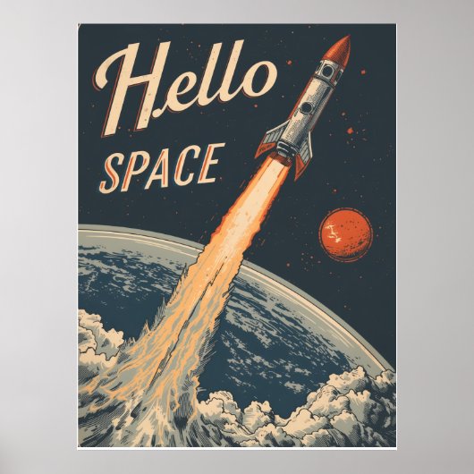 Hallo Weltall-Retro Futurismus ポスター (正面)