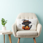 Hallocat halloween Citrouille Family ランバークッション (椅子)