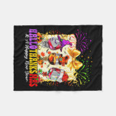 Hallothanksmas And A Happy New Year Wine Gles Fire フリースブランケット (正面(横))
