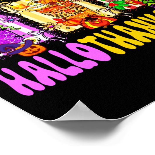 Hallothanksmas Coffee Latte Halloween Thanksgiving ポスター (角)