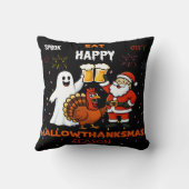 Hallothanksmas Party! Ghost Turkey Santa Beer クッション (裏面)