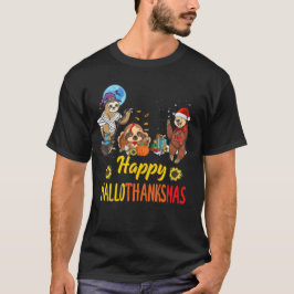 Hallothanksmas Santa Sloth Halloween Thanksgiving Tシャツ