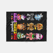 Hallothanksmas Squad Funny Halloween Thanksgiving フリースブランケット (正面(横))