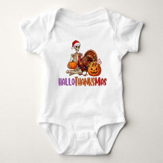 Hallothanksmas T-Shirt Baby Bodysuit ベビーボディスーツ (正面)