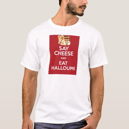 HALLOUMIのギリシャ人のチーズを食べて下さい Tシャツ (正面)