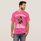 Hallowed Be Thy Gain Swole Jesus おもしろい Bodybuildi Tシャツ (正面フル)