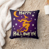Hallowe'enの背部幸せな紫色の前部猫の魔法使い クッション (ブランケット)