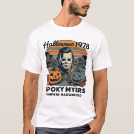 Halloween 1978 Holiday Spooky Myers Pumpkin Haddon Tシャツ