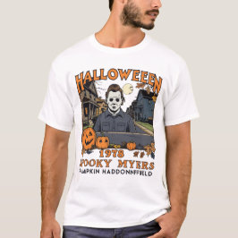 Halloween 1978 Holiday Spooky Myers Pumpkin Haddon Tシャツ