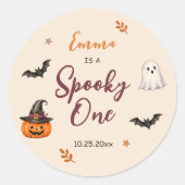 Halloween 1st Birthday Girls Ghost ラウンドシール (正面)