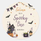 Halloween 1st Birthday Girls Ghost ラウンドシール (正面)